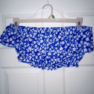 Shein Crop top size m Floral Blue